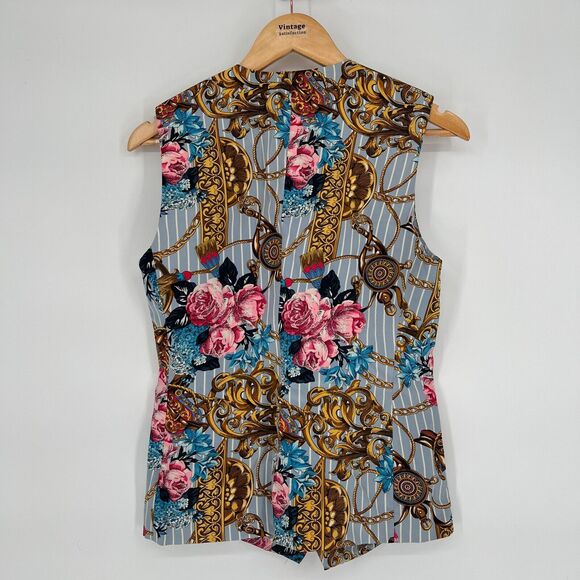 VTG 80s 90s Baroque Equestrian Vest Sz 4 Pearl Button Maximalist Statement Artsy - Picture 5 of 7